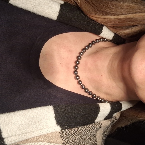 🦪 Stunning vintage black pearl knotted necklace. 18" freshwater dyed. - Picture 16 of 17